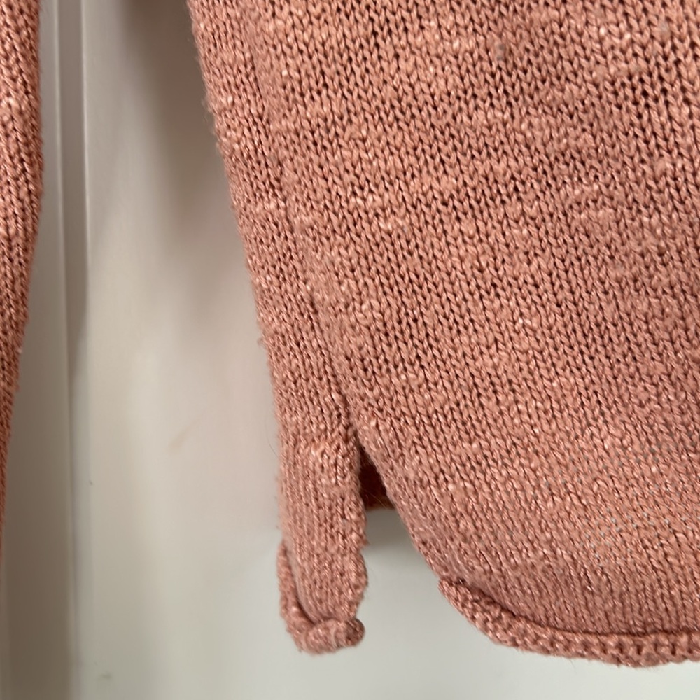 Marled Dusty Rose "BEACH" Loose-Knit Acrylic Sweater Sz Small w MEASUREMENTS! - Picture 6 of 12